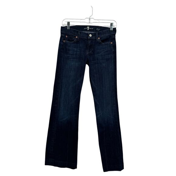 7 For All Mankind DOJO Jeans SZ 25 x 30 HEMMED Women's Wide Leg Blue  Denim Boho - Picture 1 of 11